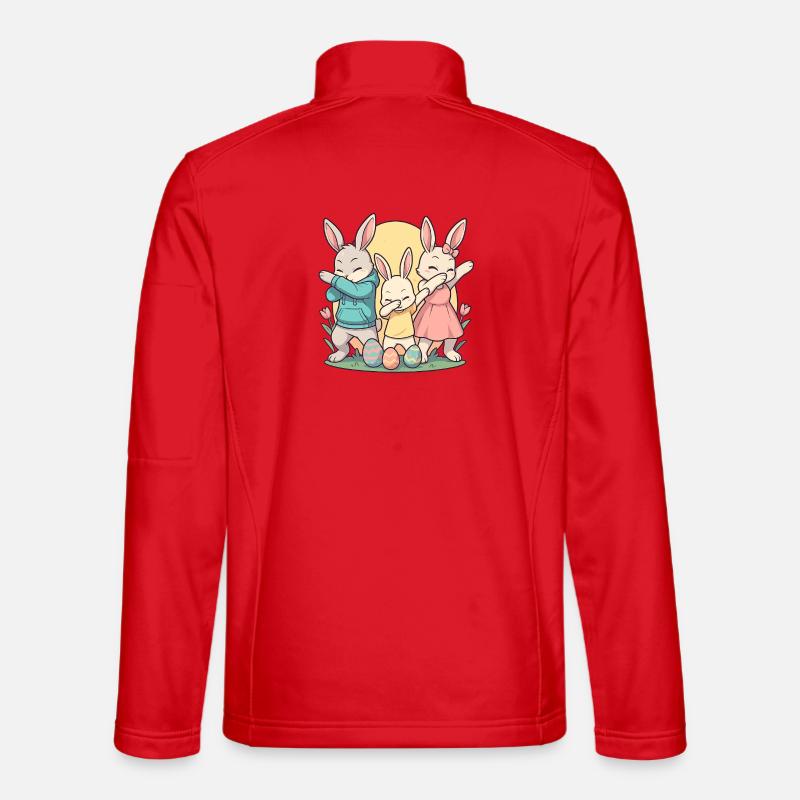 Dabbing Easter Bunnies, Cute Family - Unisex Softshell Jacket - red
