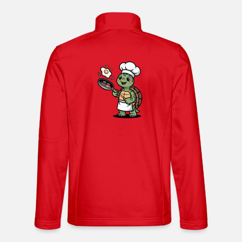 Kitchen Turtle with Chef's Hat - Unisex Softshell Jacket - red
