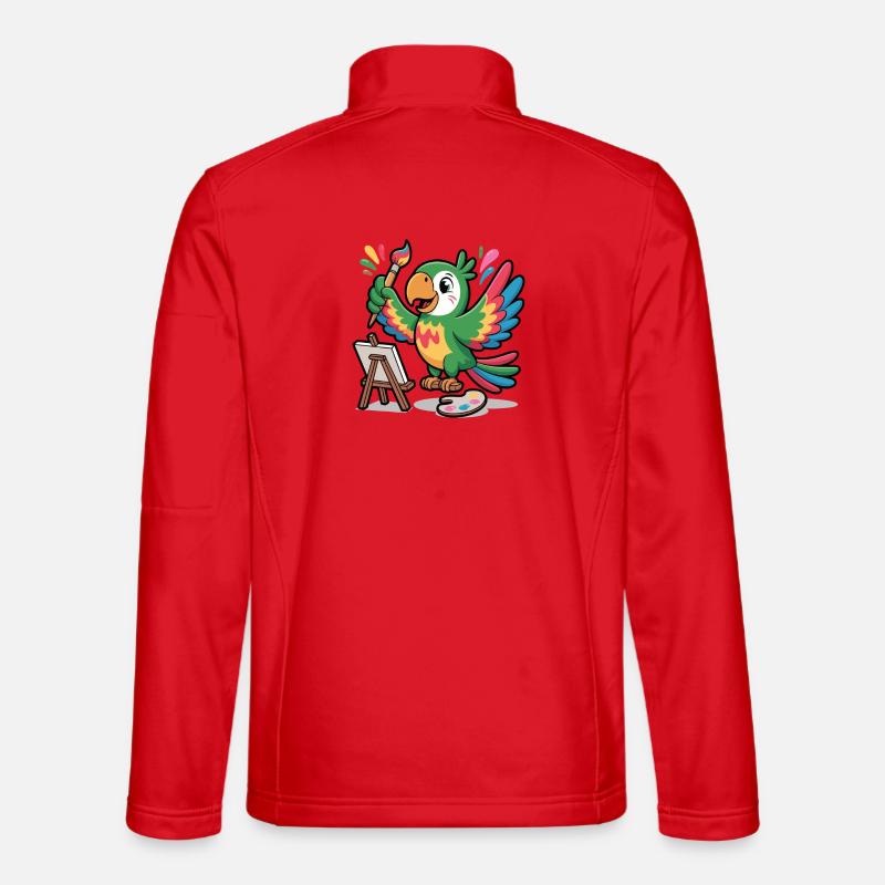 Colorful parrot with brush Unisex Softshell Jacket