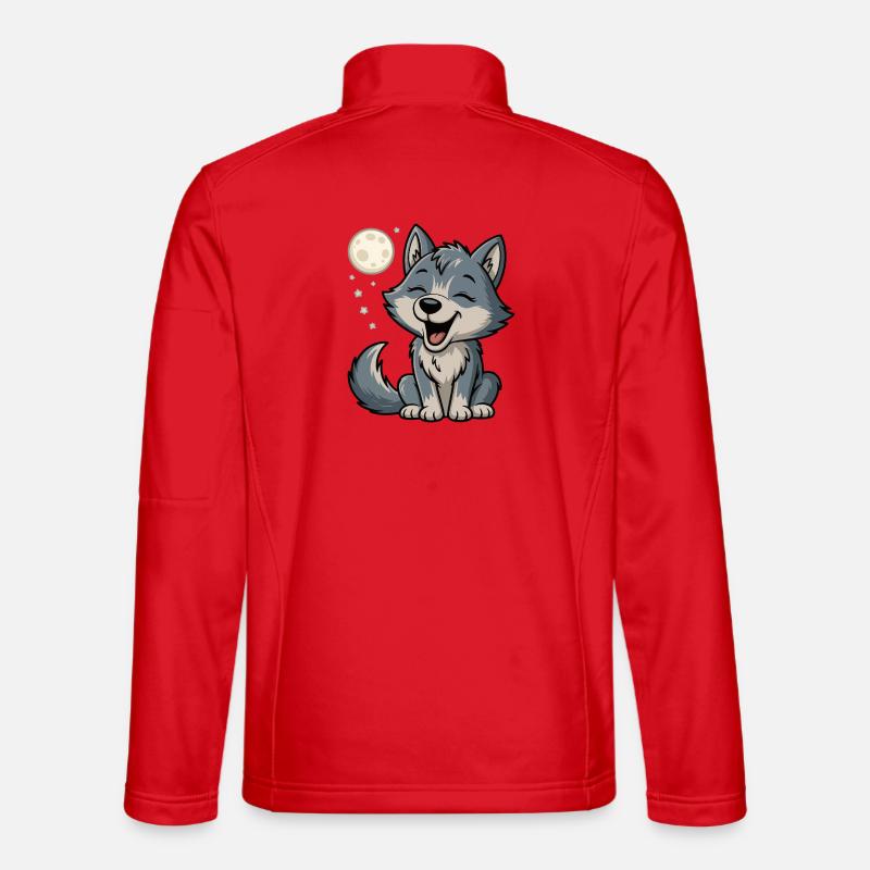 Moonlight Wolf Cuddle - Unisex Softshell Jacket - red