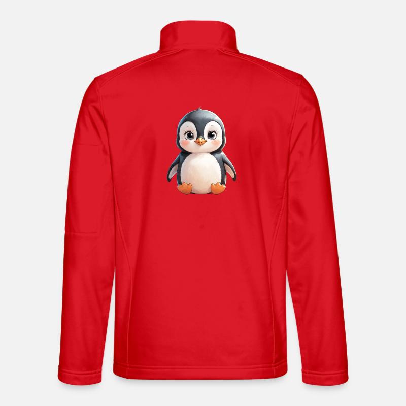 Cuddly Penguin Illustration - Unisex Softshell Jacket - red