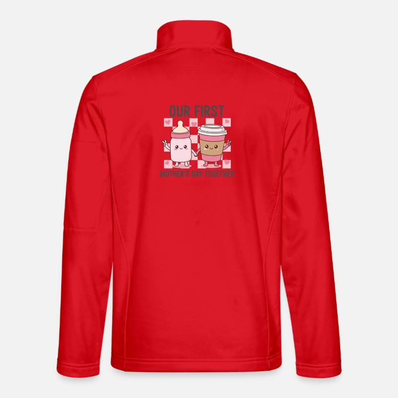 Vår första mors dag – Kawaii Baby & Coffee - Softshelljacka unisex - röd