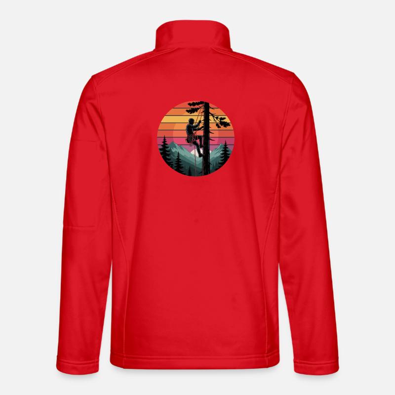 Climber in sunset forest landscape - Unisex Softshell Jacket - red