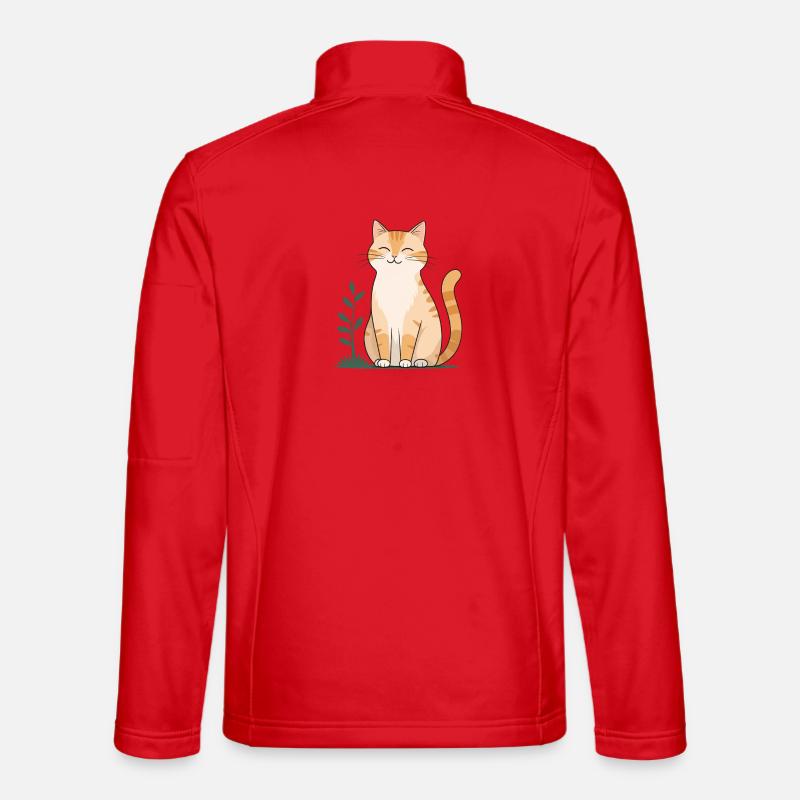 Fröhliche Orange Katze im Grün - Unisex Softshelljacke - Rot