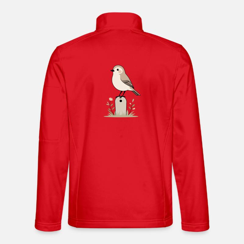 Vogelgarten Illustration mit Blüten - Unisex Softshelljacke - Rot