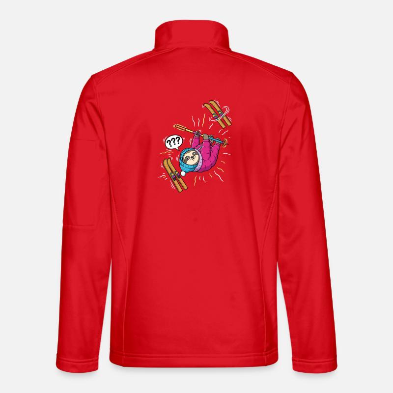 Confused sloth while skiing - Unisex Softshell Jacket - red