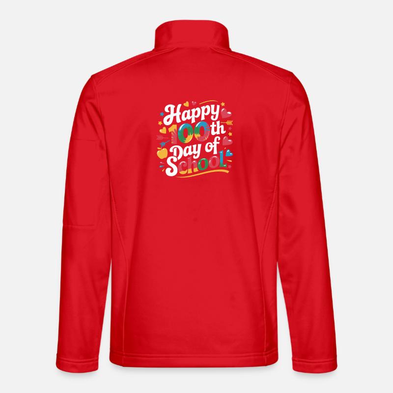 Centième jour de conception scolaire - Veste en tissu softshell Unisexe - rouge