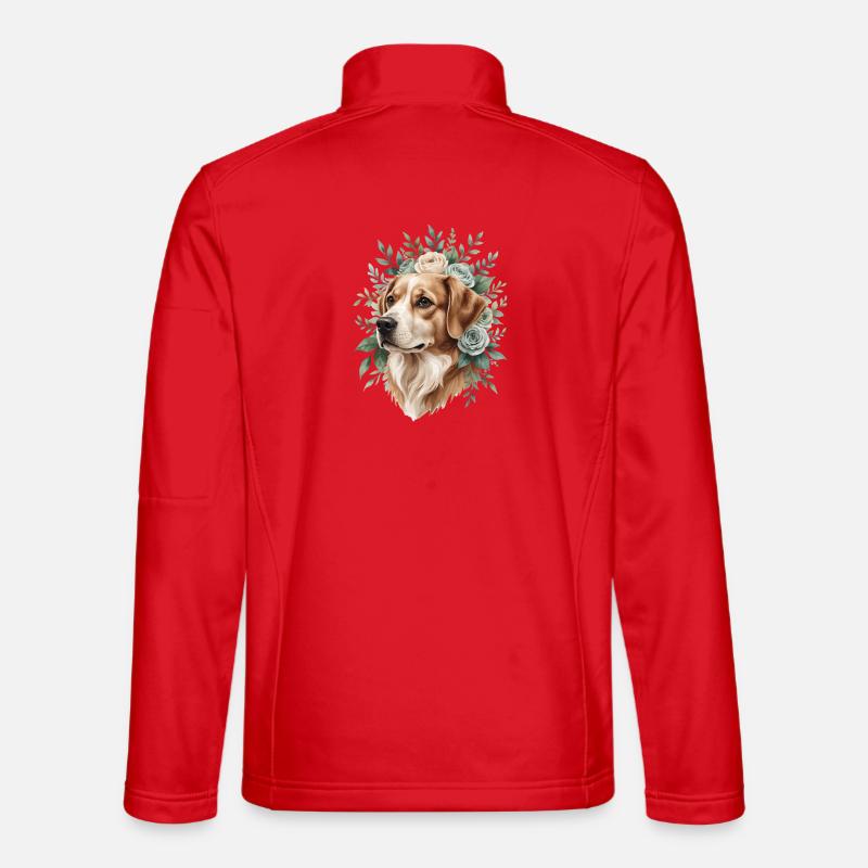 Chien avec une couronne de fleurs - Veste en tissu softshell Unisexe - rouge