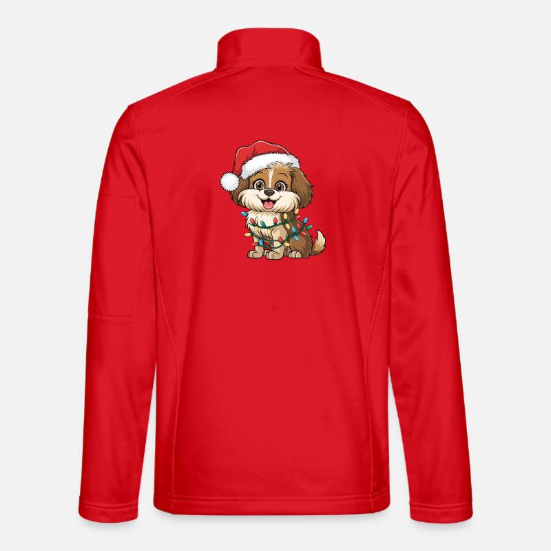 Weihnachtshund mit Lichterkette - Unisex Softshelljacke - Rot