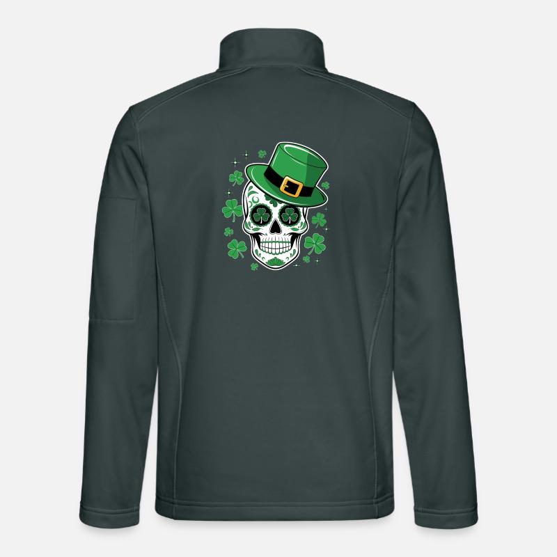 Crâne vert avec chapeau de saint Patrick Veste en tissu softshell Unisexe