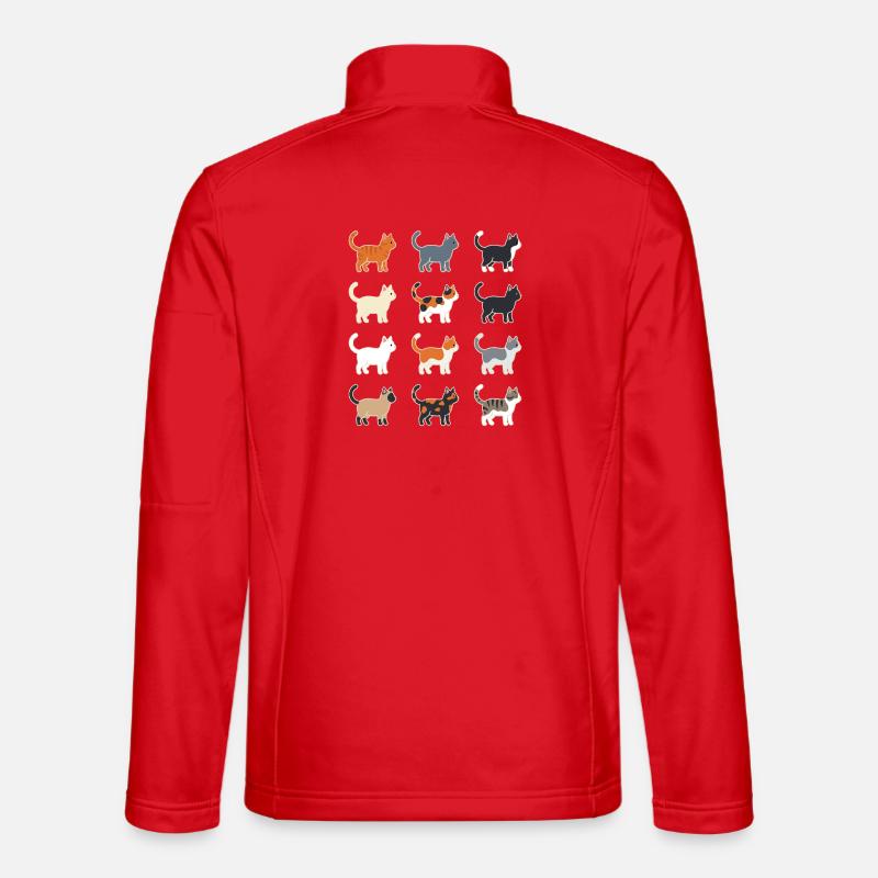 Cats Illustration Grid - Unisex Softshell Jacket - red