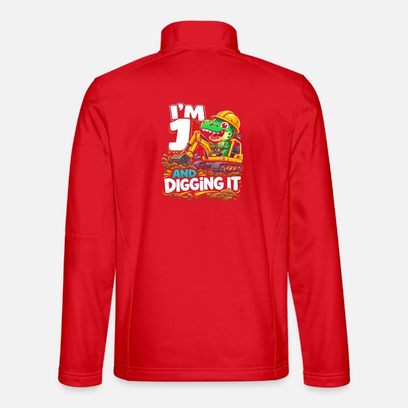 Dino Construction Site Birthday - Unisex Softshell Jacket - red
