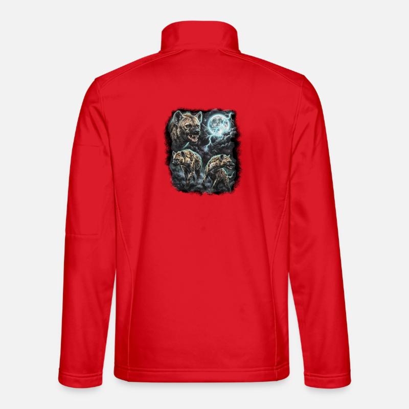 DREI Wilde Hyäne mit Mond Wildlife-Designs - Unisex Softshelljacke - Rot