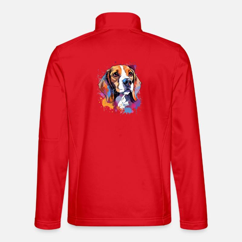 Lebendiges Beagle-Splash-Porträt - Unisex Softshelljacke - Rot