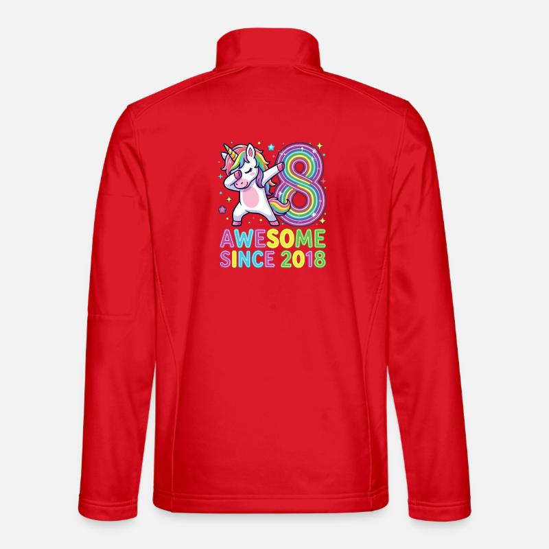 Awesome Since 2018 Unicorn Rainbow 8 - Unisex Softshell Jacket - red