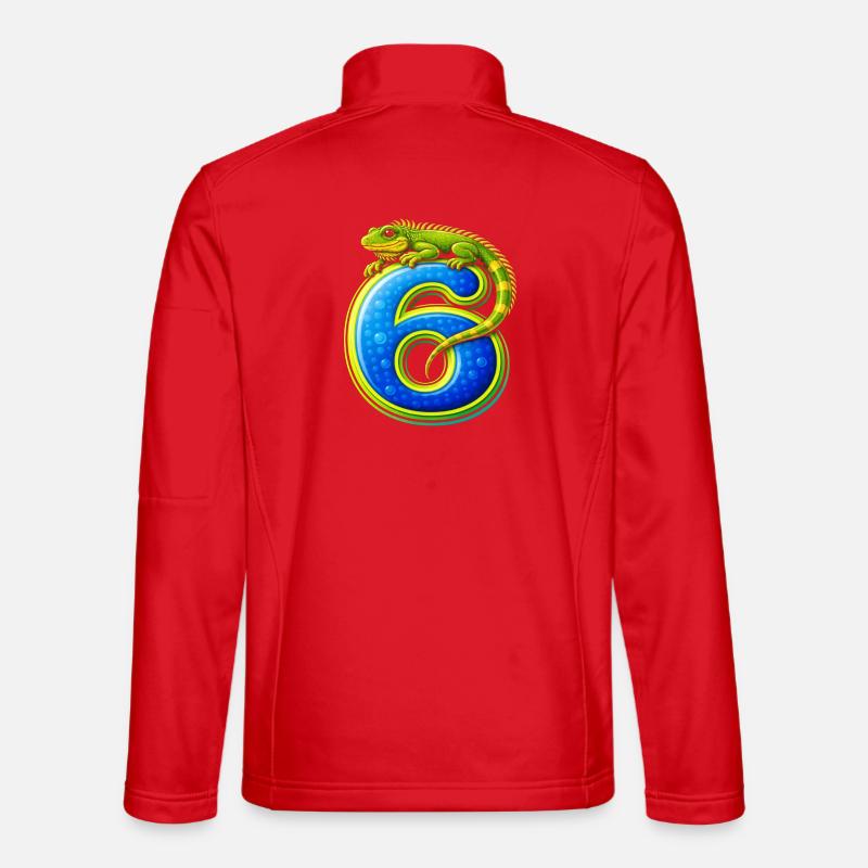 Green lizard hugging number 6 - Unisex Softshell Jacket - red