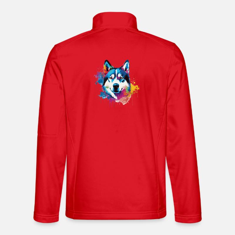 Colorful Husky Splash Art Dog Unisex Softshell Jacket