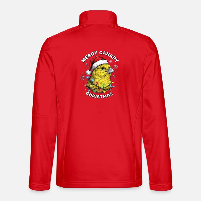 Canary Christmas Santa Hat Bird Xmas - Unisex Softshell Jacket - red