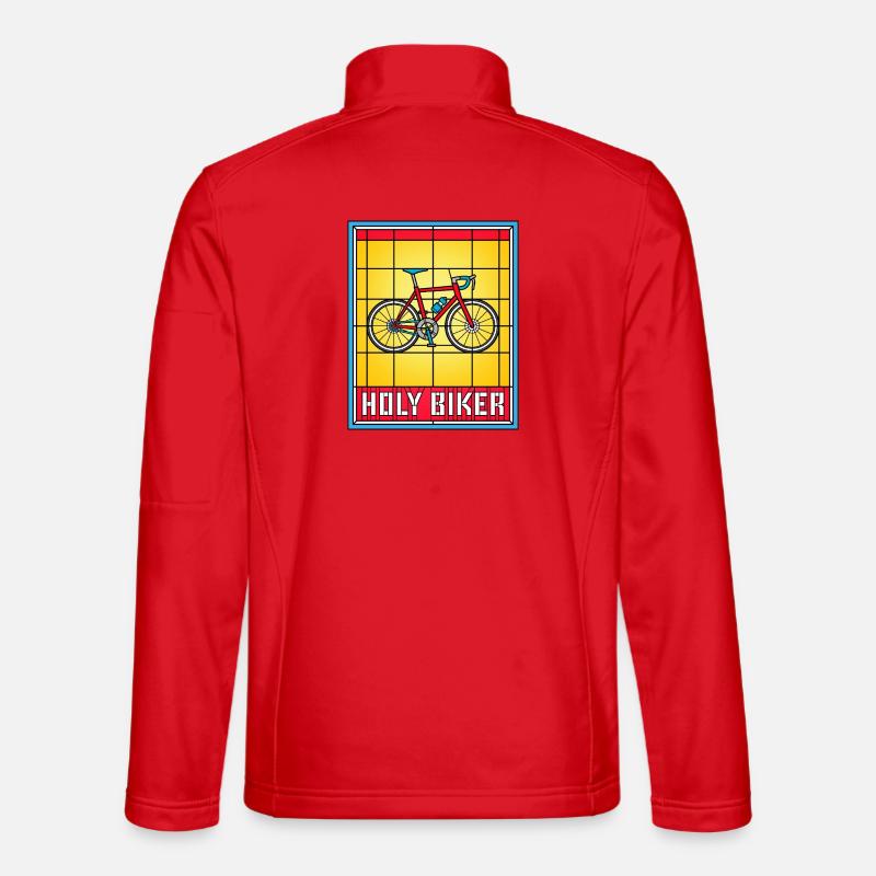Holy Biker Stained Glass Bicycle - Unisex Softshell Jacket - red