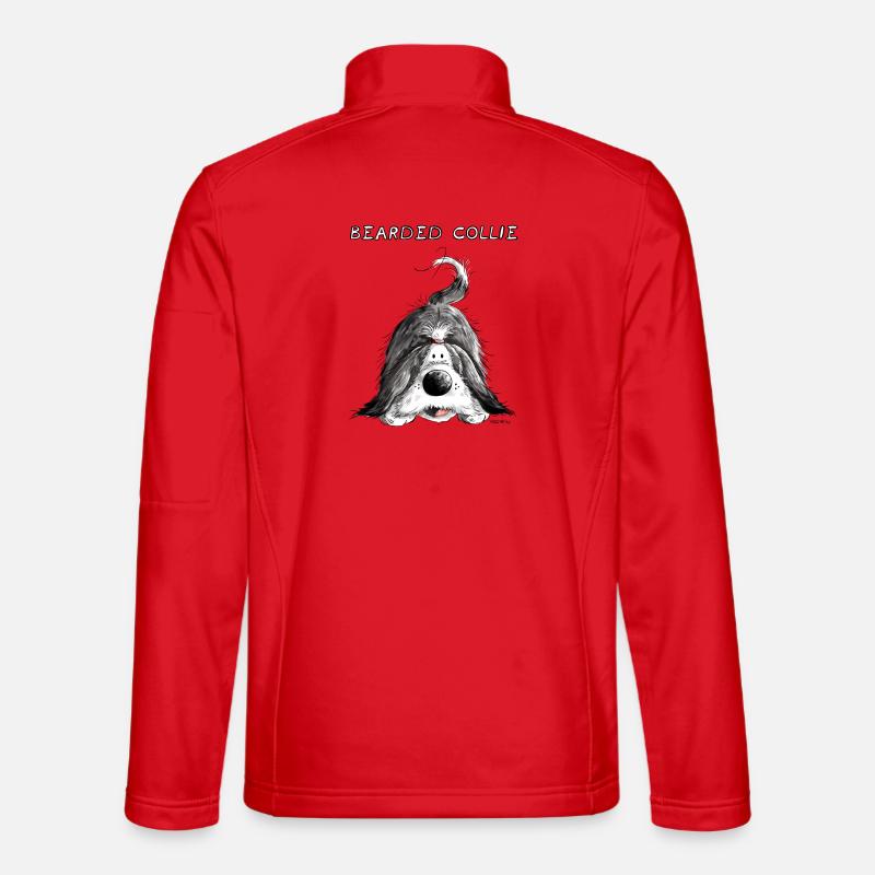Verspielter Bearded Collie - Unisex Softshelljacke - Rot