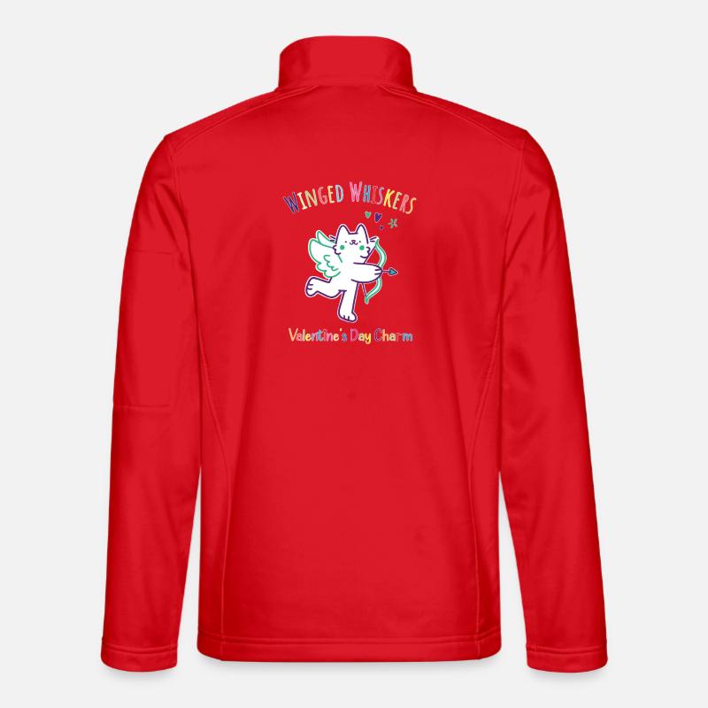 Winged Whiskers-Valentine s Day Charm - Unisex Softshell Jacket - red