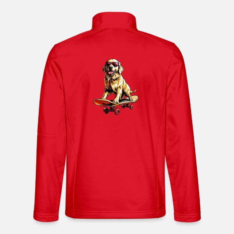 Skateboard Golden Retriever - Unisex Softshell Jacket - red