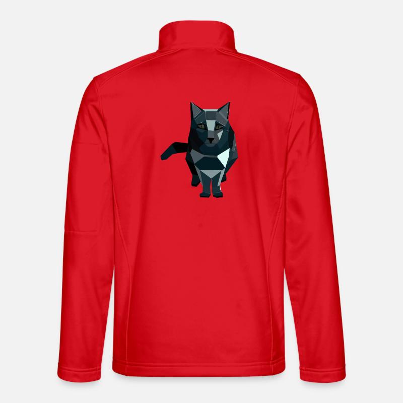 Obsidian style geometric cat - Unisex Softshell Jacket - red