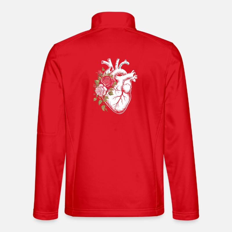 Blumenherz Anatomieillustration - Unisex Softshelljacke - Rot