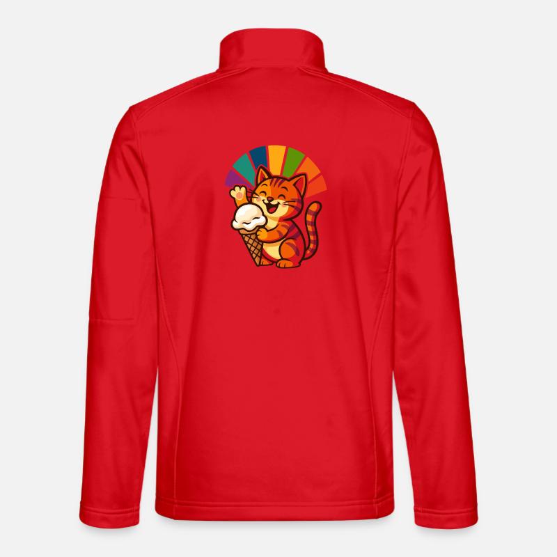 Rainbow Cat Sundae Joy - Unisex Softshell Jacket - red