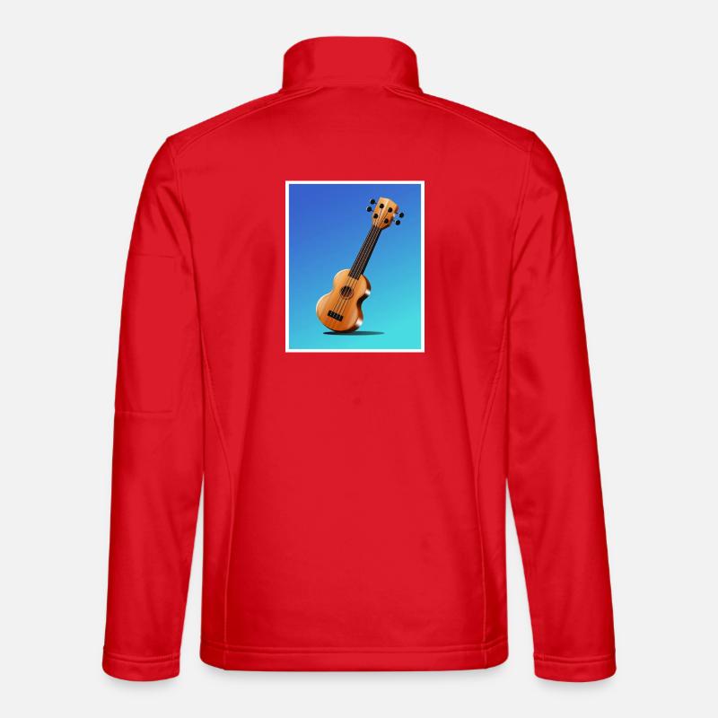 Cartoon Acoustic Guitar Poster - Unisex Softshell Jacket - red