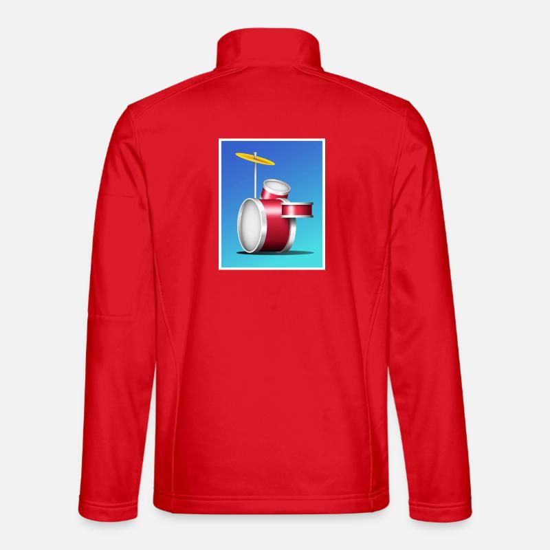 Cartoon Red Drum Kit - Unisex Softshell Jacket - red