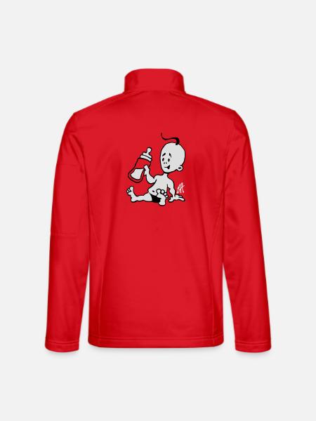Baby with a milk bottle - Unisex Softshell Jacket - red - Back