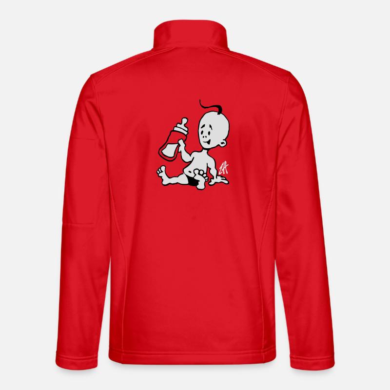 Bébé avec une bouteille de lait - Veste en tissu softshell Unisexe - rouge