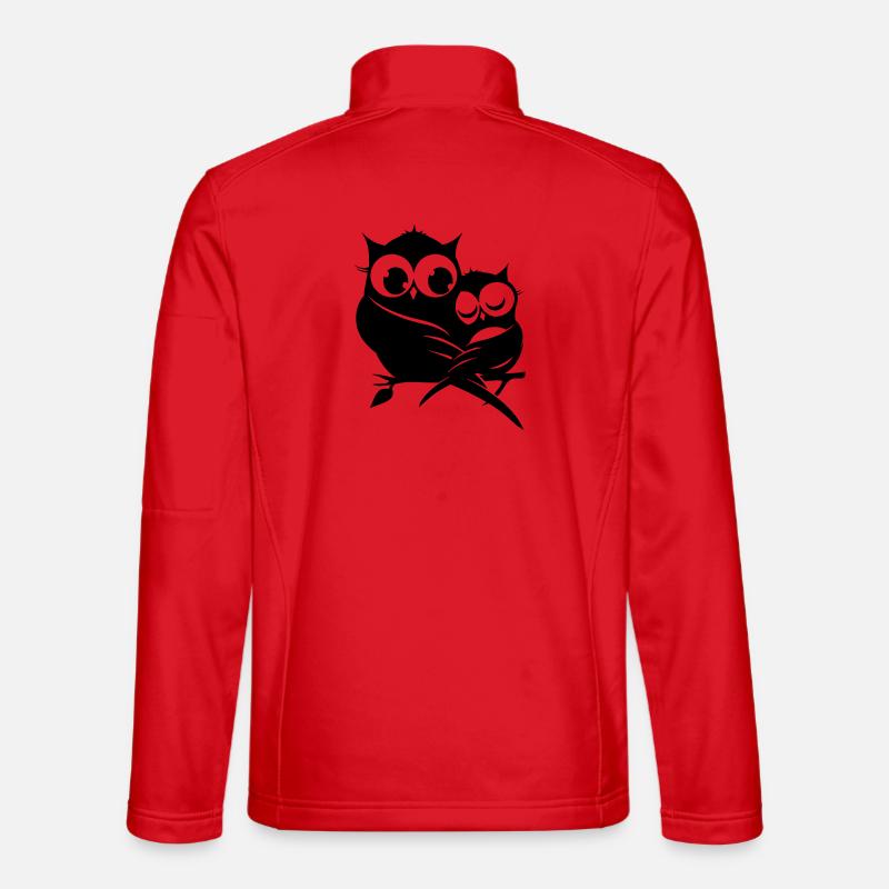 two owls on a branch - Unisex Softshell Jacket - red