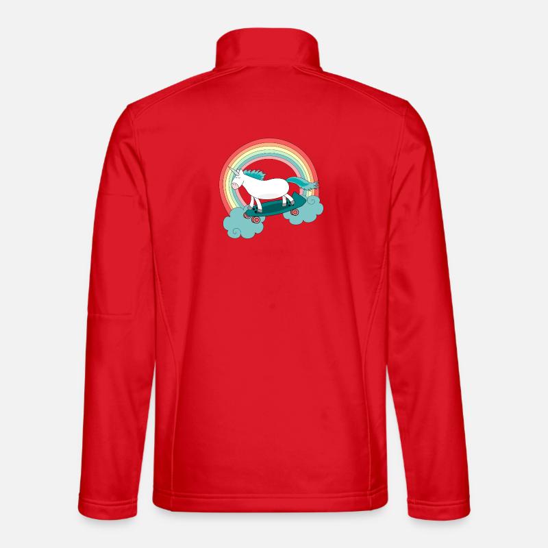 Einhorn Skateboard Longboard Regenbogen - Unisex Softshelljacke - Rot