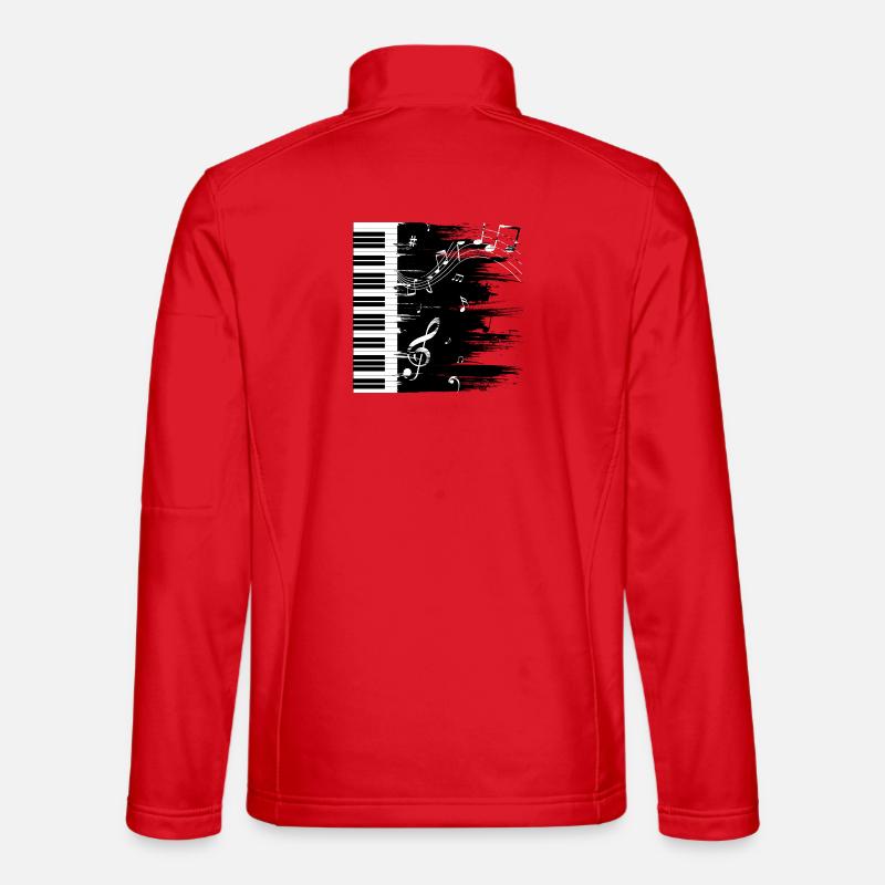 Piano music black & white gift - Unisex Softshell Jacket - red