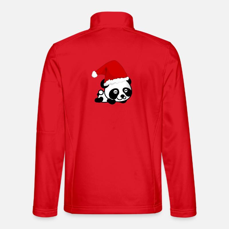 Weihnachtspanda, Panda, Weihnachten - Unisex Softshelljacke - Rot