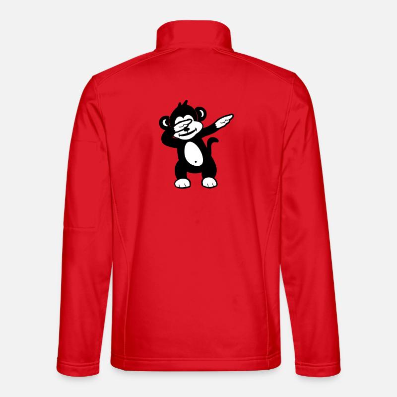 Monochrome Panda Wink Doodle - Unisex Softshell Jacket - red
