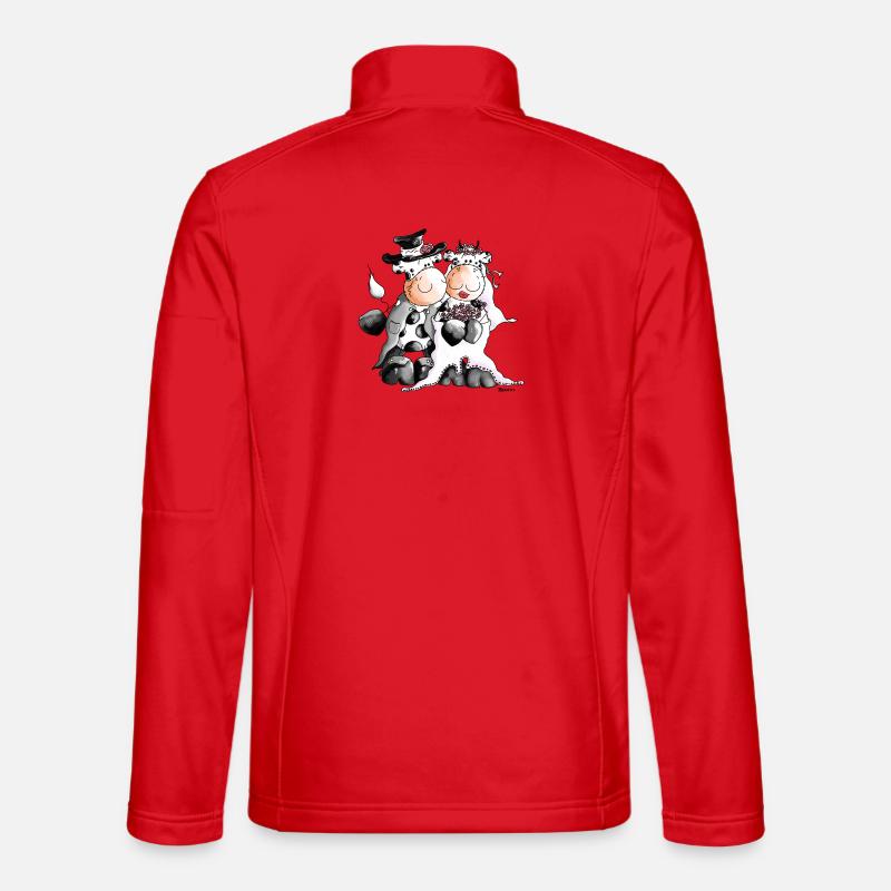 Cow Wedding - Bride - bridegroom - cows - Unisex Softshell Jacket - red