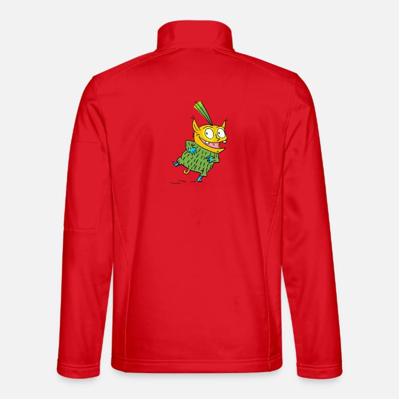 Fröhlicher Monster im Grünen Pullover - Unisex Softshelljacke - Rot