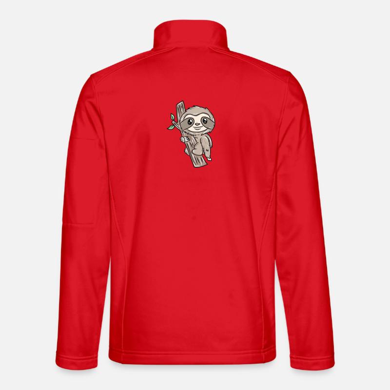 Slow sloth on tree - Unisex Softshell Jacket - red