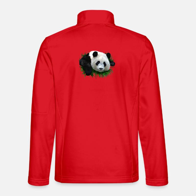 Verspielter Pandababy auf grasigem Hintergrund - Unisex Softshelljacke - Rot