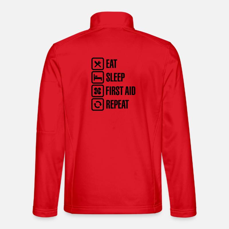Eat Sleep First Aid Repeat - Unisex Softshelljacke - Rot
