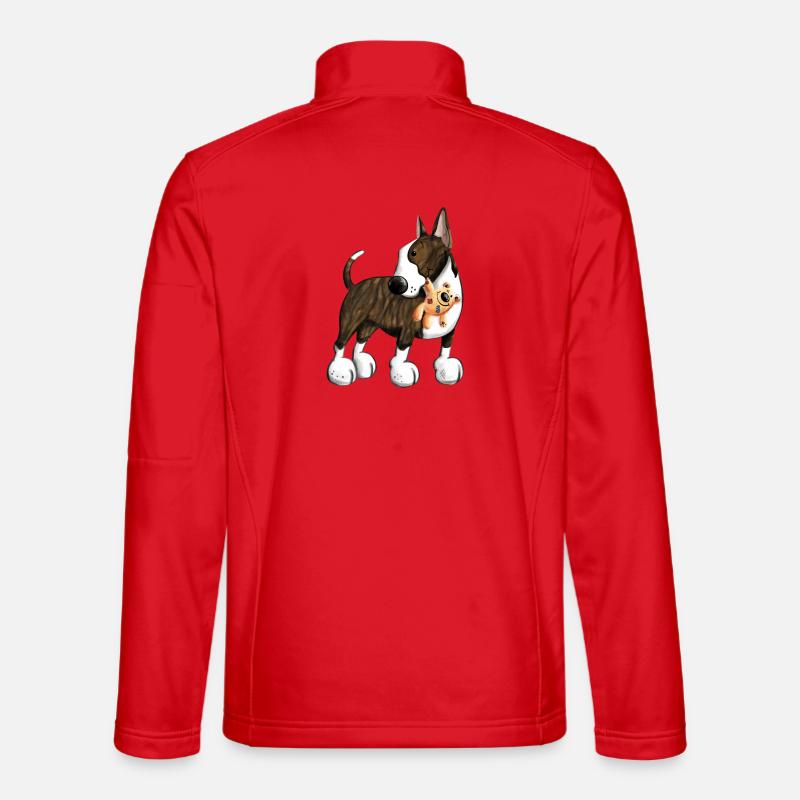 Bullterrier mit Teddy - Unisex Softshelljacke - Rot