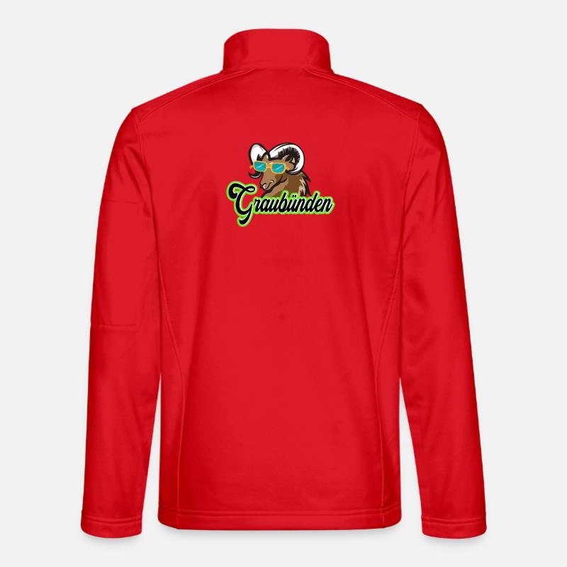 Graubünden ibex with sunglasses - Unisex Softshell Jacket - red