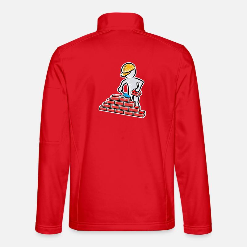 Construction worker with trowel, mortar and wall Unisex Softshell Jacket