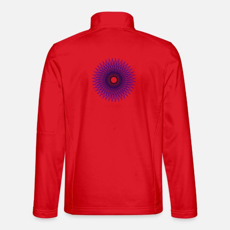 Blue radial star pattern - Unisex Softshell Jacket - red