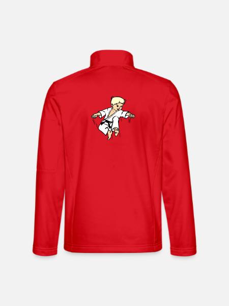 Karatekind oder Judokind mit schwarzem Gürtel - Unisex Softshelljacke - Rot