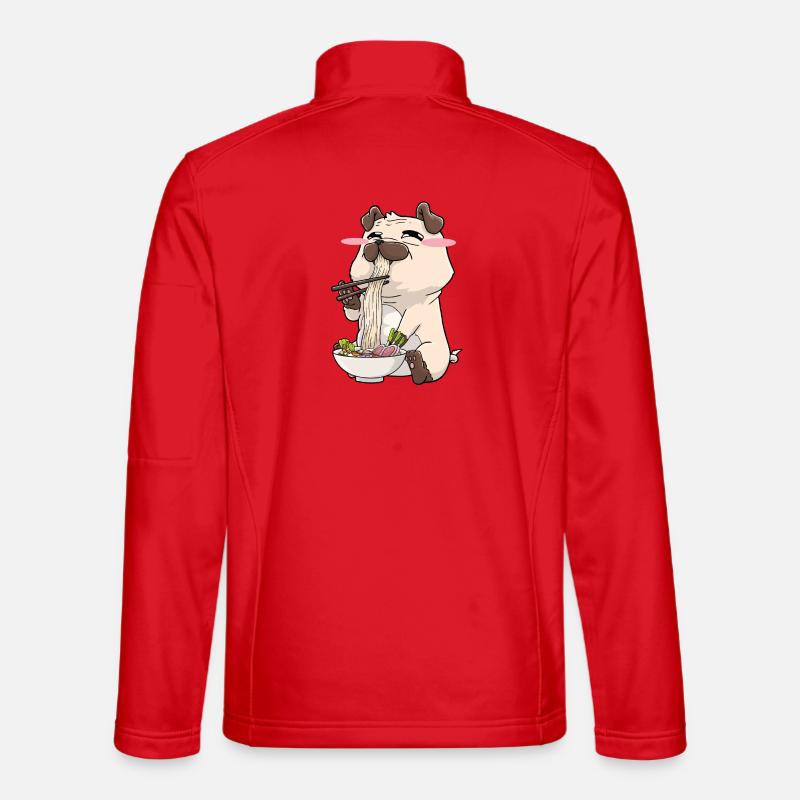 Mops isst Ramen - Unisex Softshelljacke - Rot
