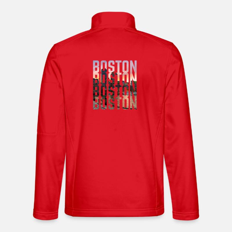 Boston Skyline Lettering - Unisex Softshell Jacket - red